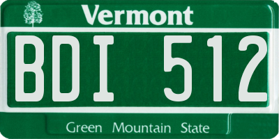 VT license plate BDI512