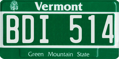 VT license plate BDI514