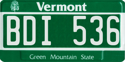 VT license plate BDI536