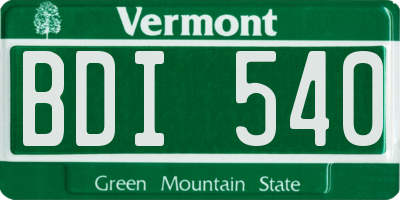 VT license plate BDI540