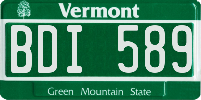 VT license plate BDI589