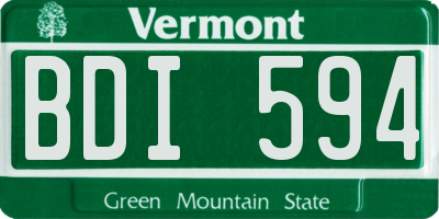 VT license plate BDI594
