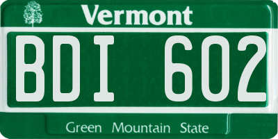 VT license plate BDI602