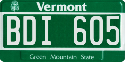 VT license plate BDI605
