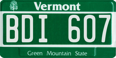 VT license plate BDI607