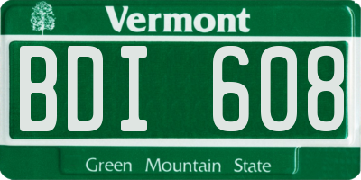 VT license plate BDI608