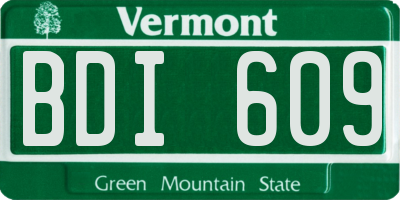 VT license plate BDI609