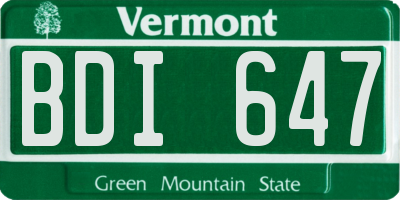 VT license plate BDI647