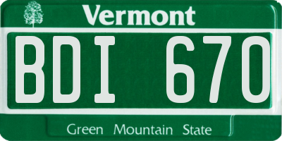 VT license plate BDI670