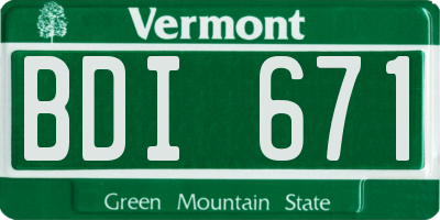 VT license plate BDI671