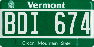 VT license plate BDI674
