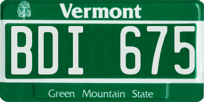 VT license plate BDI675