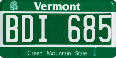 VT license plate BDI685