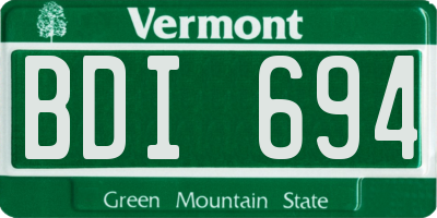 VT license plate BDI694