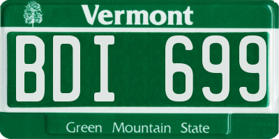 VT license plate BDI699