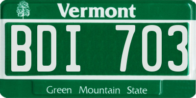 VT license plate BDI703