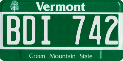 VT license plate BDI742