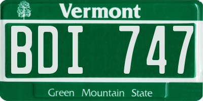 VT license plate BDI747