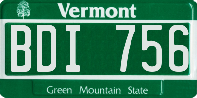 VT license plate BDI756