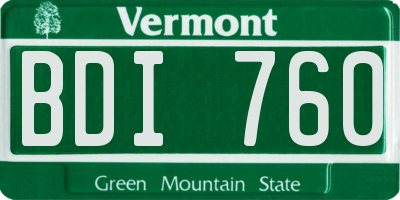 VT license plate BDI760