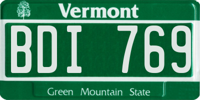 VT license plate BDI769