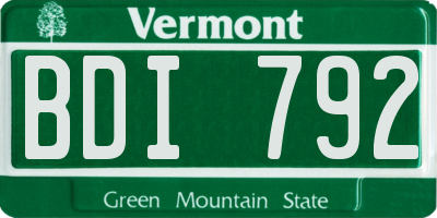 VT license plate BDI792