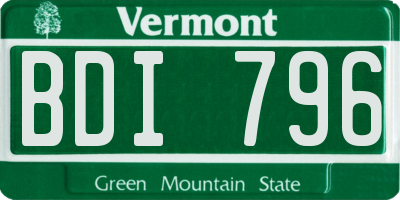 VT license plate BDI796