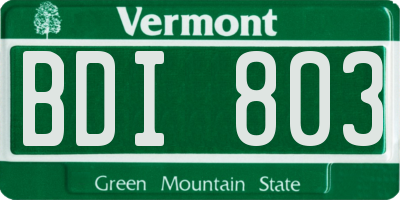 VT license plate BDI803