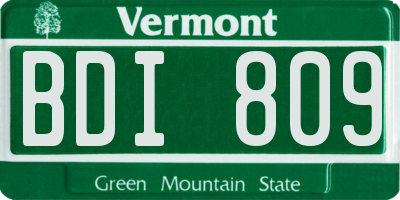 VT license plate BDI809