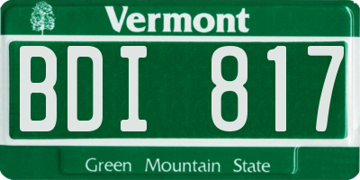 VT license plate BDI817