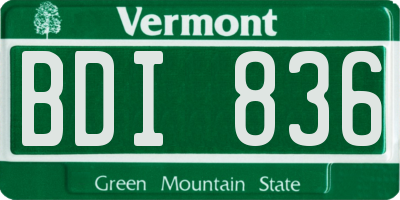 VT license plate BDI836