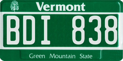 VT license plate BDI838