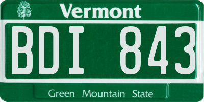 VT license plate BDI843