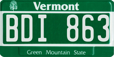 VT license plate BDI863
