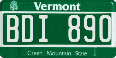 VT license plate BDI890