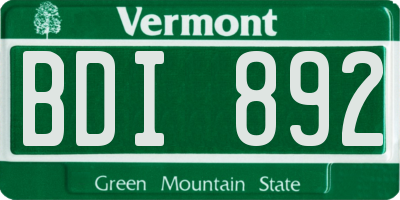 VT license plate BDI892