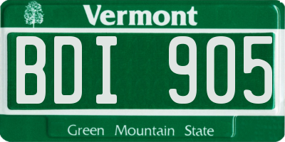 VT license plate BDI905