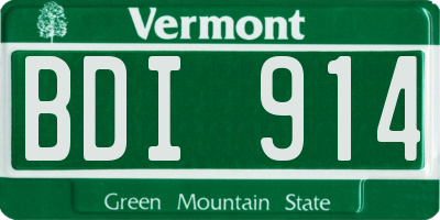 VT license plate BDI914
