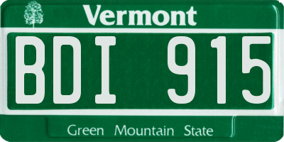 VT license plate BDI915