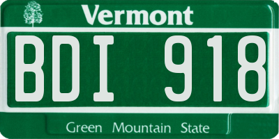 VT license plate BDI918