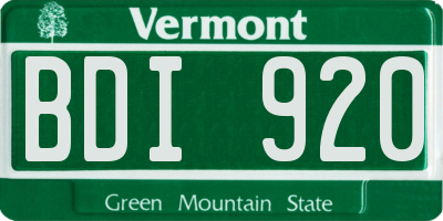 VT license plate BDI920