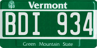 VT license plate BDI934