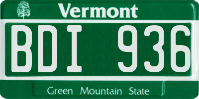 VT license plate BDI936