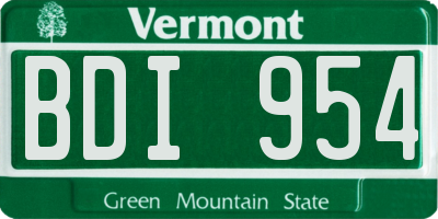 VT license plate BDI954