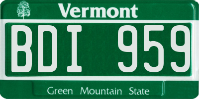 VT license plate BDI959