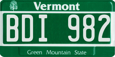 VT license plate BDI982
