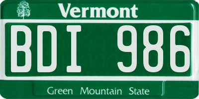 VT license plate BDI986