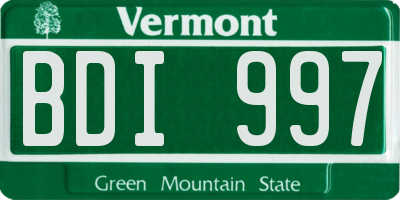 VT license plate BDI997