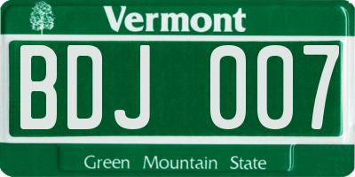 VT license plate BDJ007
