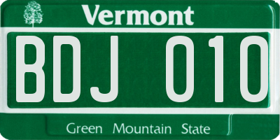 VT license plate BDJ010